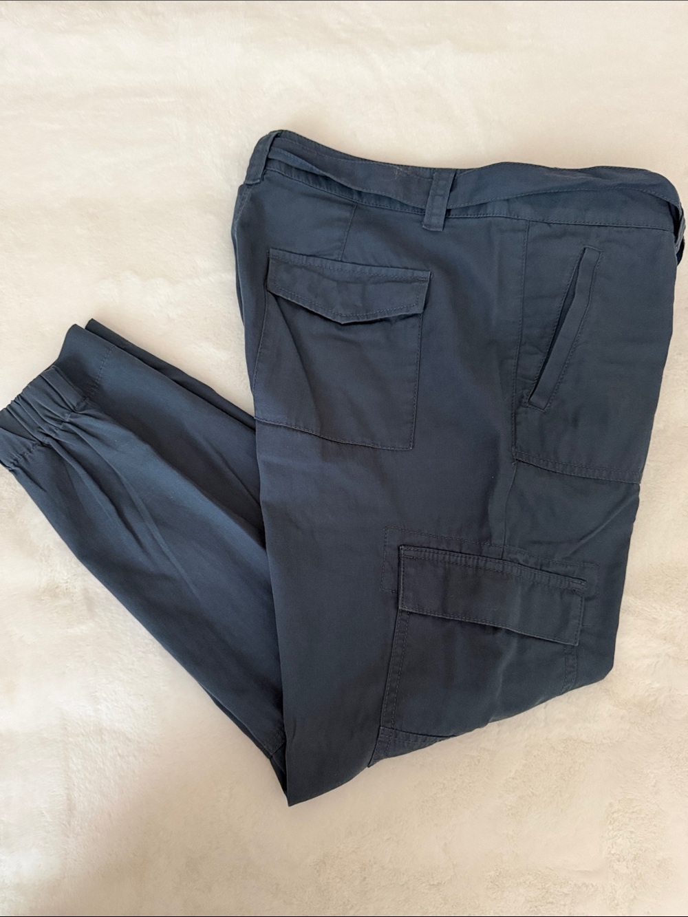 LOFT Navy Tie-Waist Cargo Pants